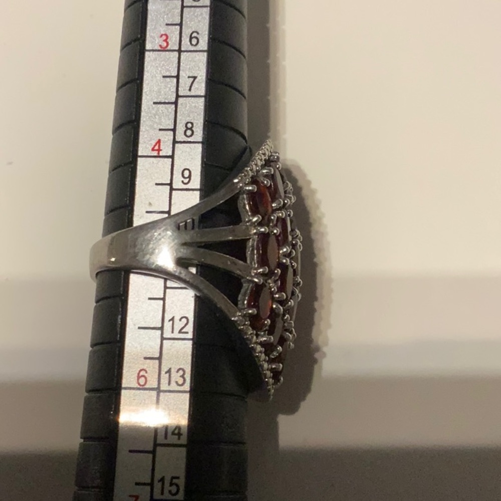 Red Garnet Rhodium over Sterling Silver Ring - Picture 4 of 4